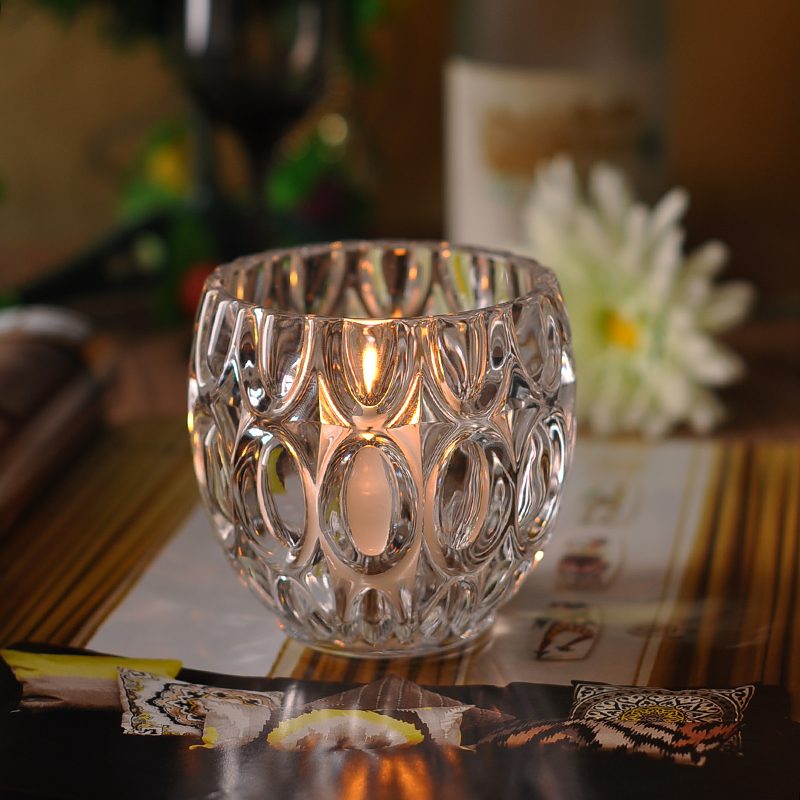 Runde eingravierte Muster klar, Kerzenhalter aus Glas