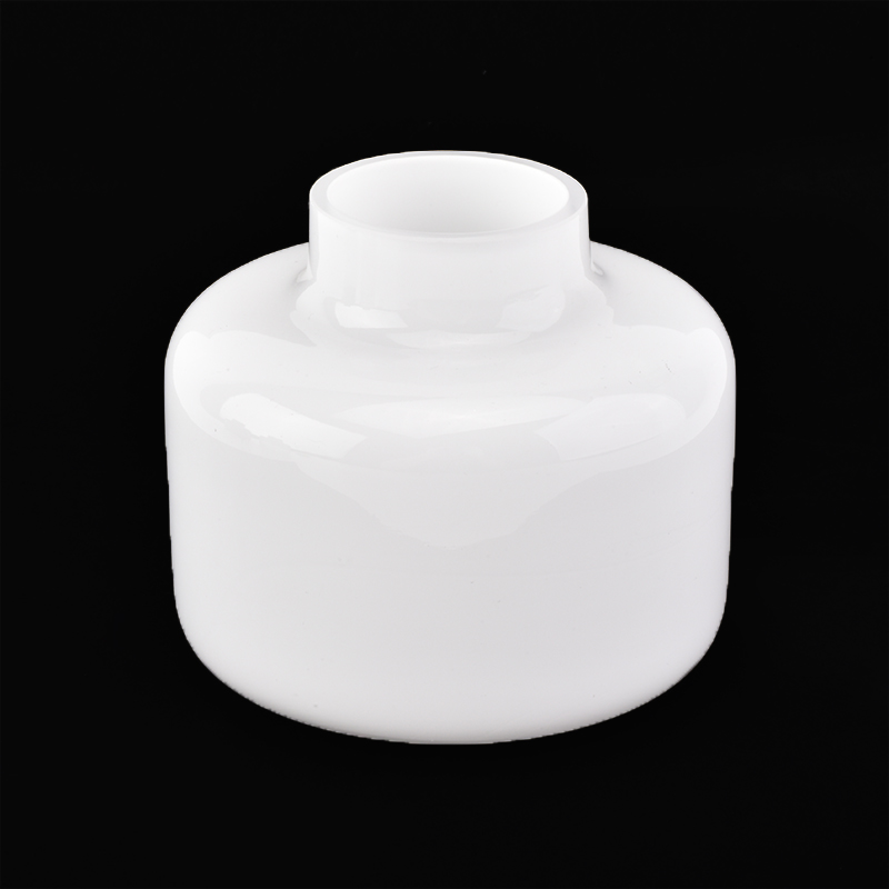 Round white overlay glass reed diffuser bottle 