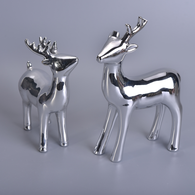 Silver Mercury animal en céramique manteau Tablette Table Centerpiece Deer Decor