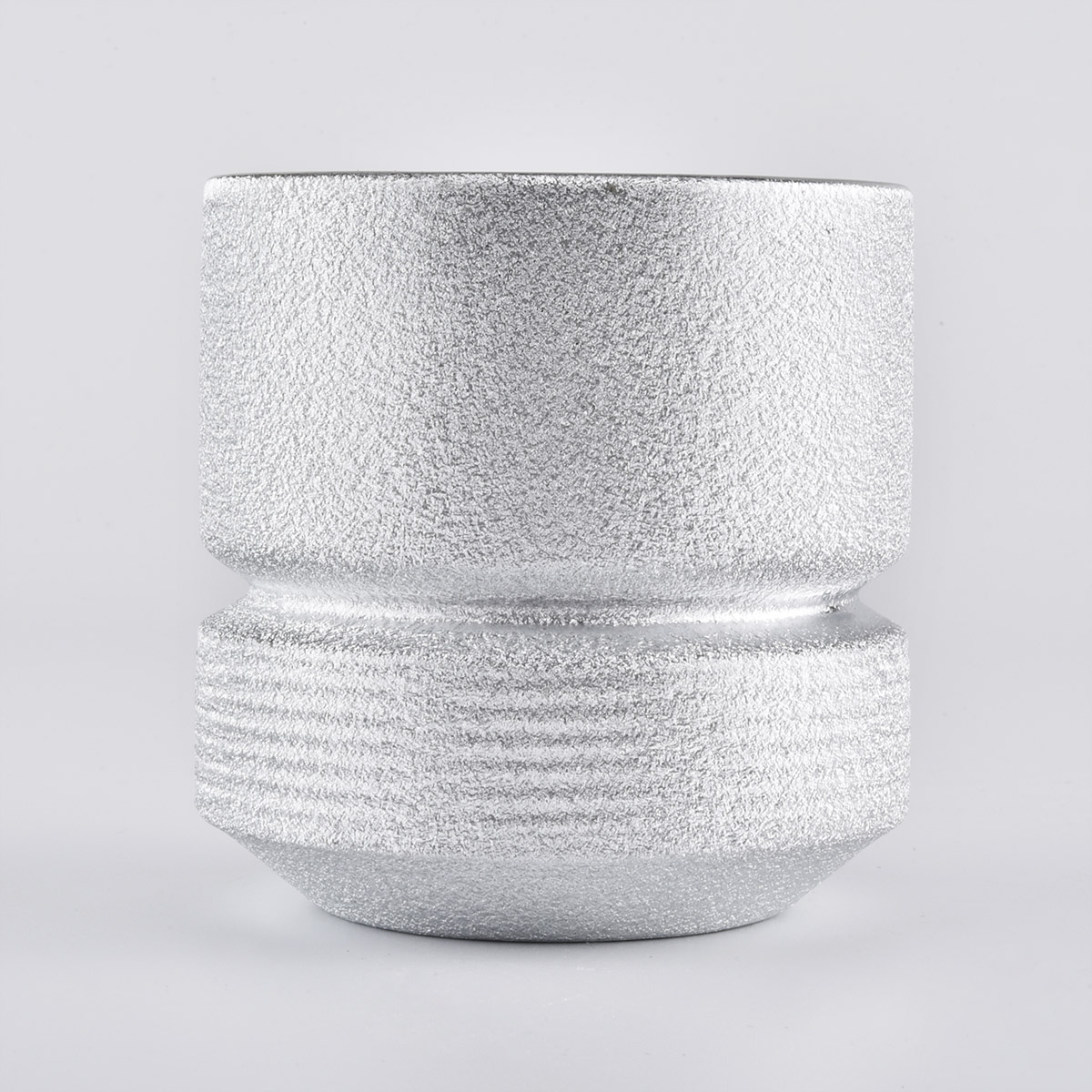 Silver decorative 10oz ceramic candle holders