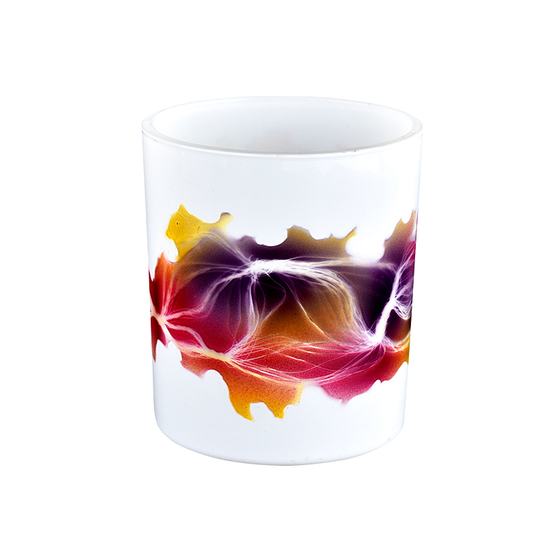 简单的白色玻璃蜡烛罐彩色手工油漆蜡烛罐用于家居装饰