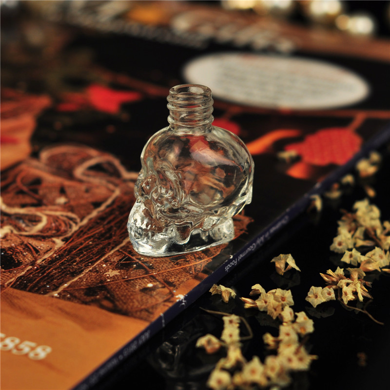 crânio perfume forma de vidro de óleo garrafa de 5ml