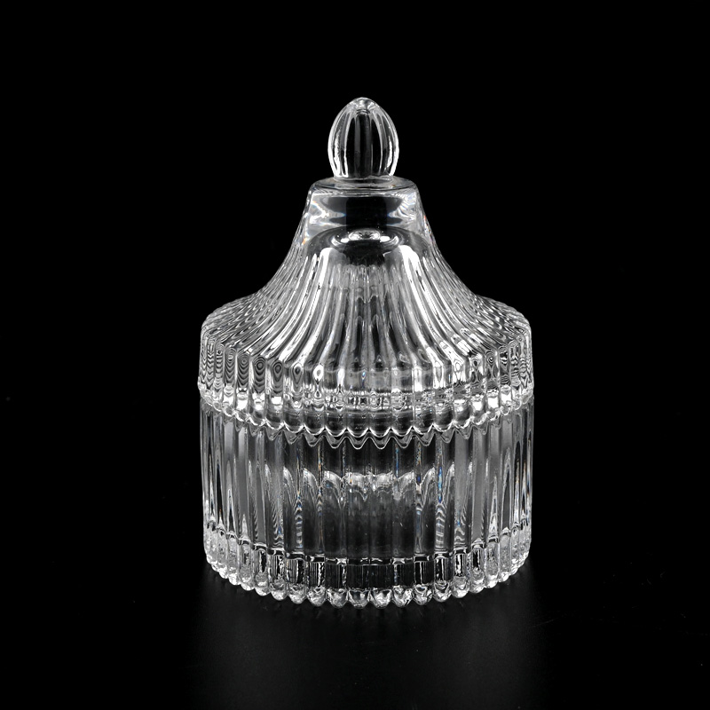 Navio de vela de vidro transparente de pequena capacidade com tampas fornecedores
