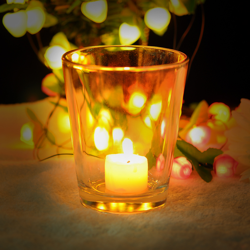 Small clear tealight glass candle holder