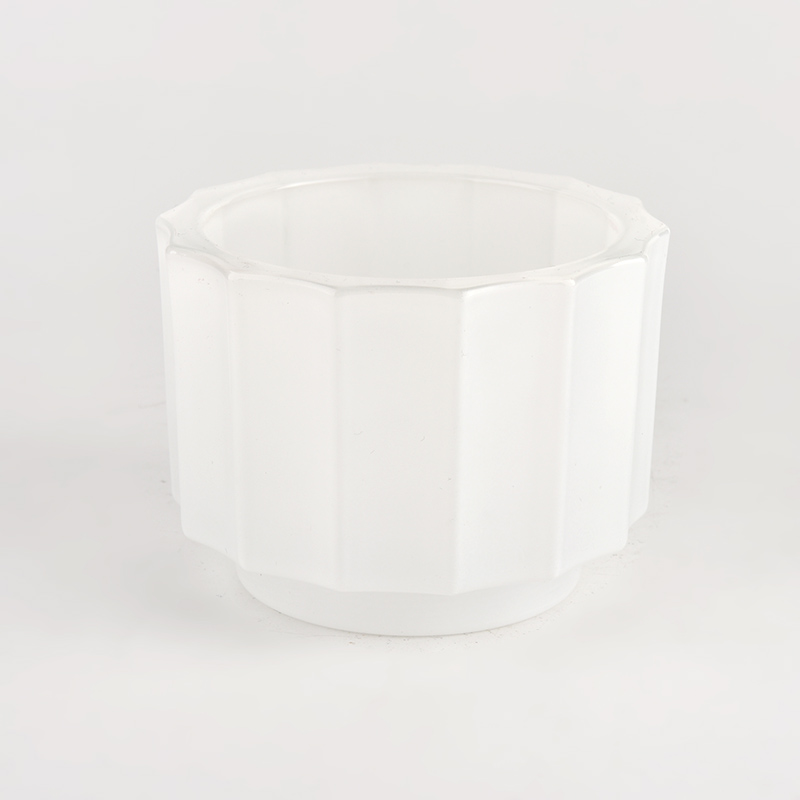 固体白色步骤玻璃烛罐用于家居装饰批发