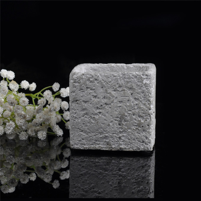 Square cement material rough candle holder