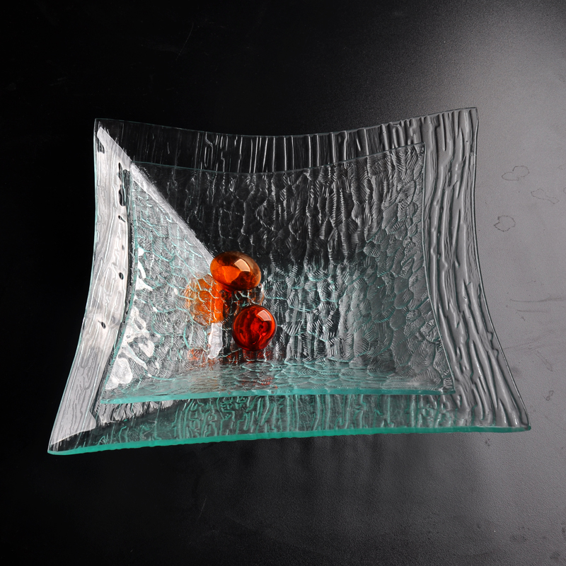 Cuadrado plato cristal transparente recipiente