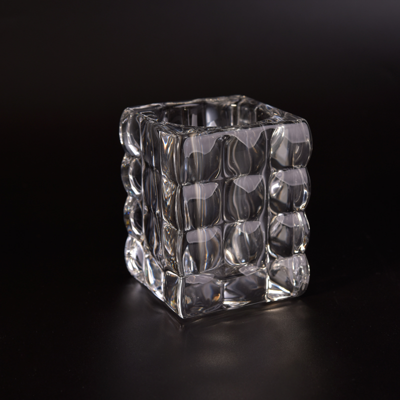 Square crystal glass candle jars