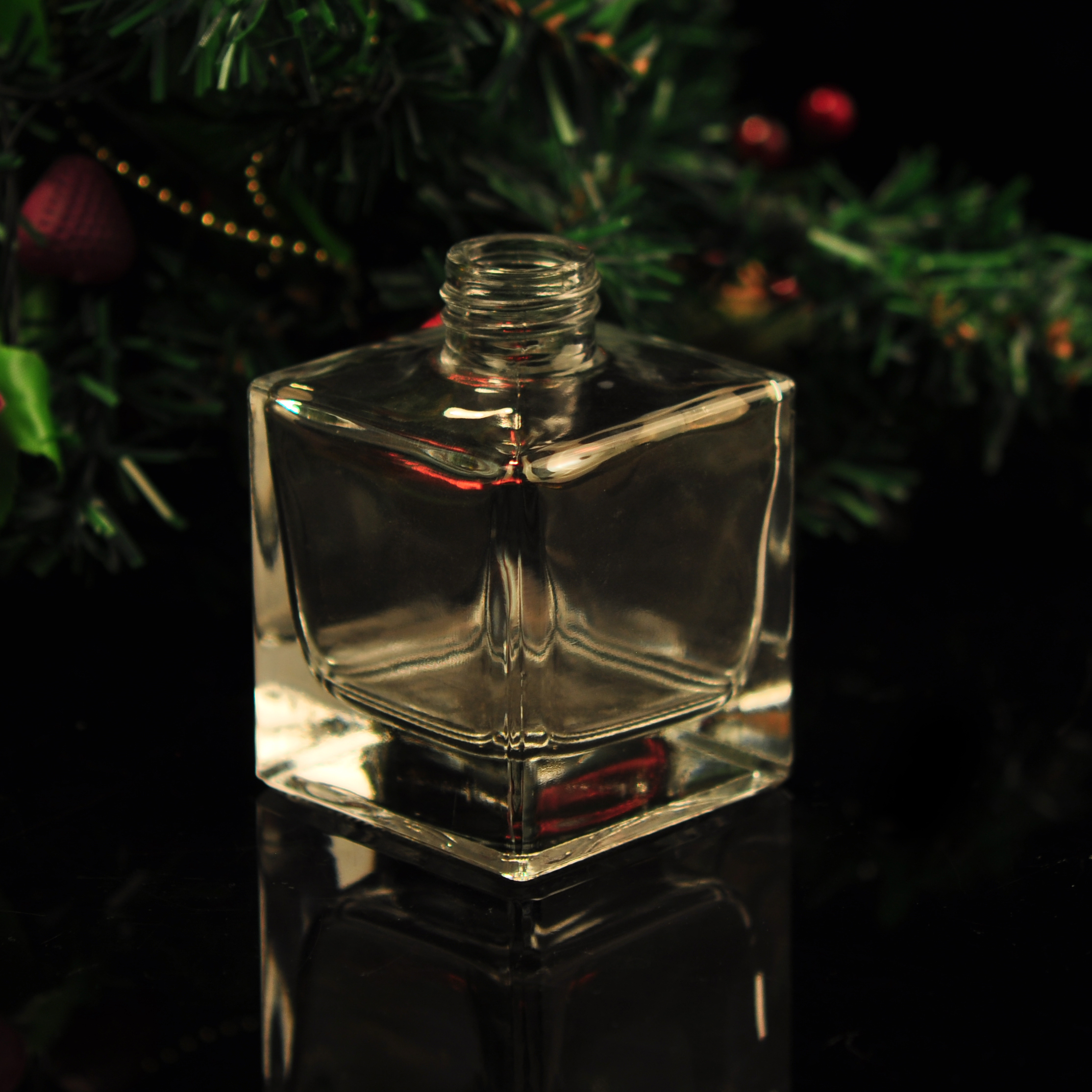 Square glass perfume bottle