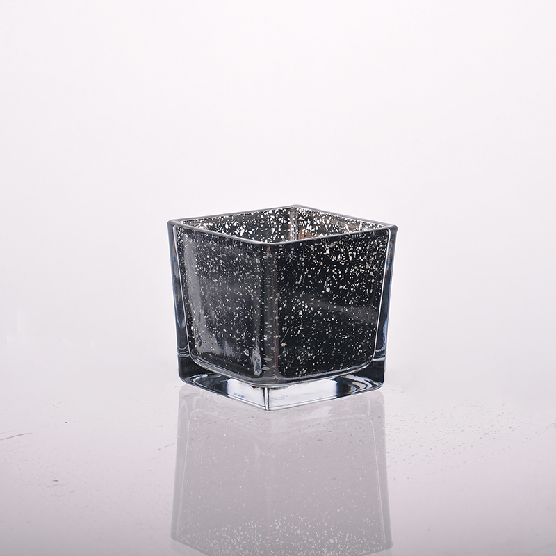 Square mercury glass candle holder