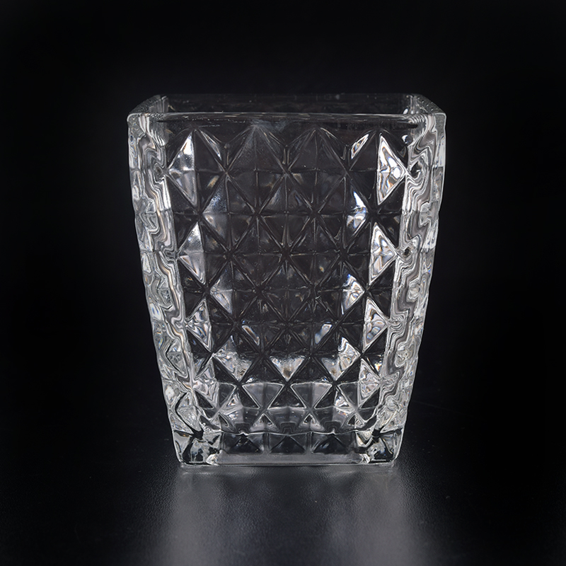 Stock 8oz square glass candle holder wholesale