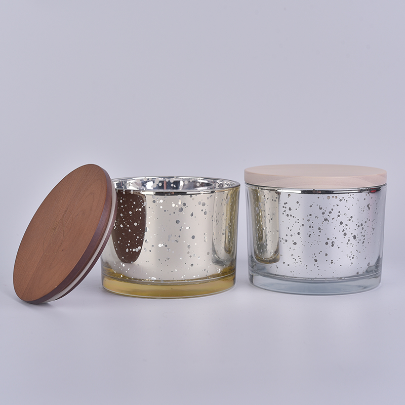 Frascos de vela de vidro de mercúrio baratos de 12 oz com tampa de madeira