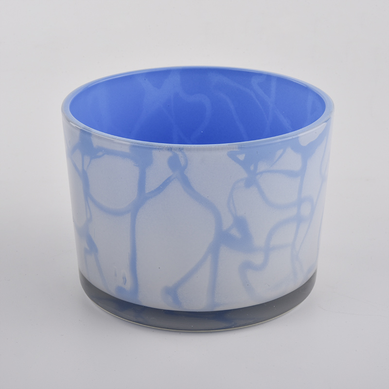 Sunny玻璃器皿3灯芯12oz蓝色玻璃蜡烛罐