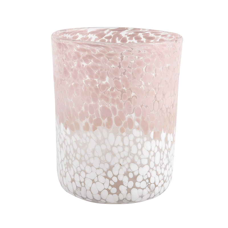 Sonnige Glaswaren Farbe gemischt gesprenkelter zylindrischer Glasbehälter Luxus Kerzengläser Großhandel