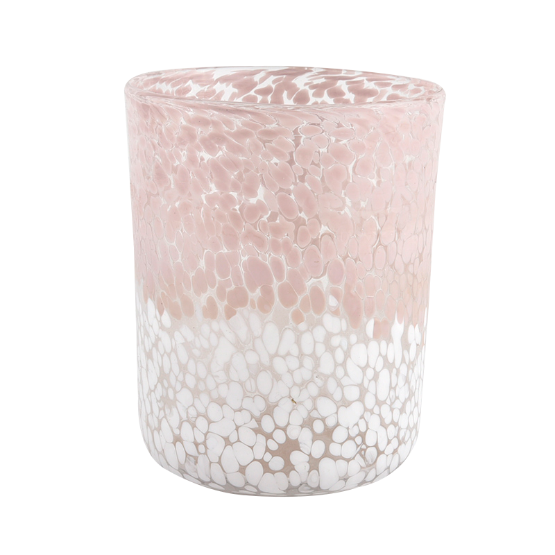 Sunny Verrerie Couleur Mélange Speckled Verre Cylindrial Conteneur de Luxe Bougeoirs Vente en gros