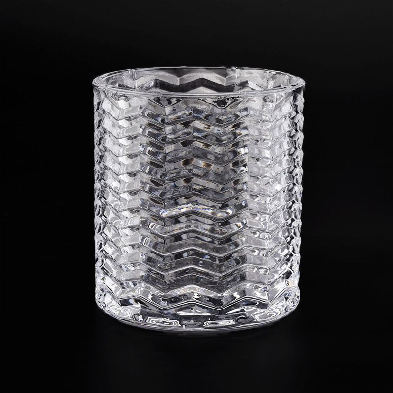 Zaopatrz 9 uncji przezroczystych szklanych świeczników z wystrojem wnętrz w kształcie fali