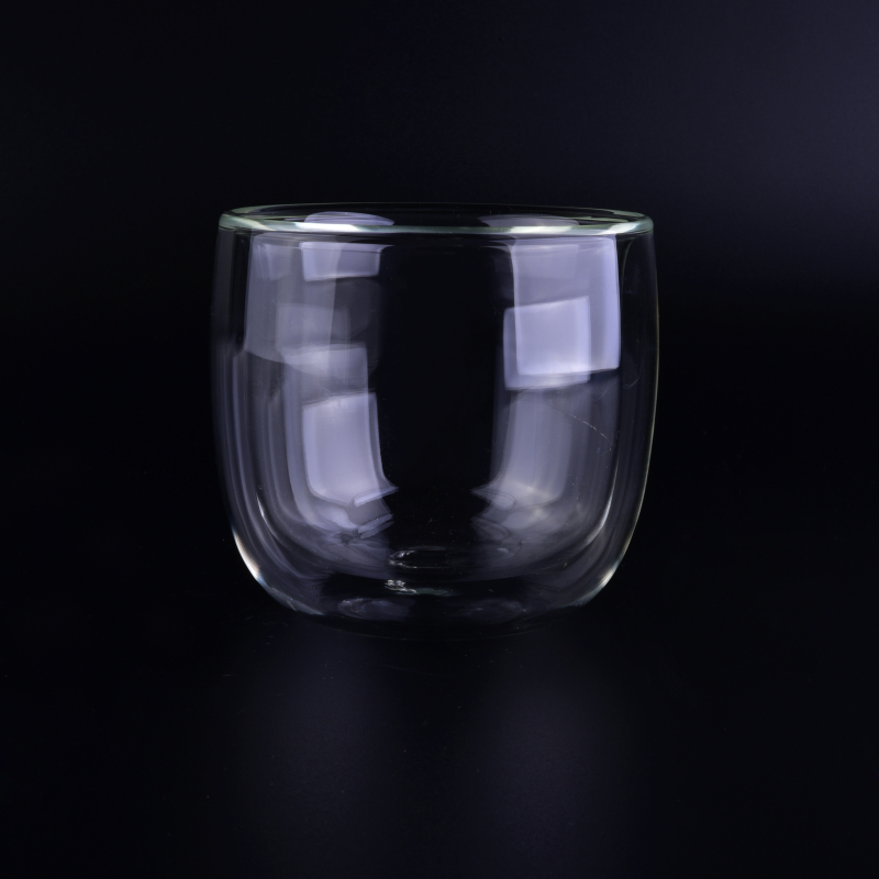 透明な二重壁ガラスティーカップ