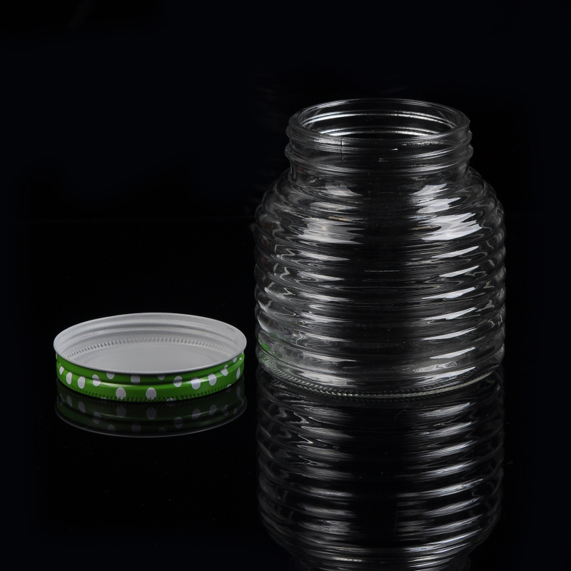 Thread patterned Glass Jar