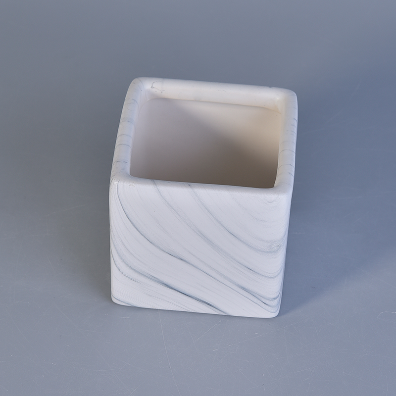 Transfer printing cube ceramic candle containers