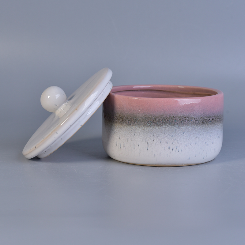 Трансмутационная глазурованная керамическая свеча contianer с крышками