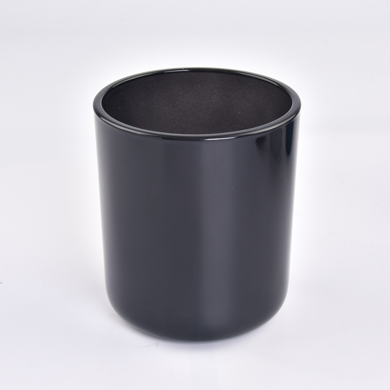 Transparent black glass candle jars with round bottom