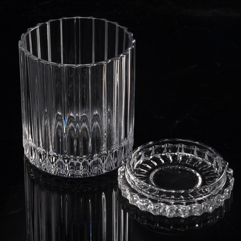 Transparent crystal glass candle holder with lid