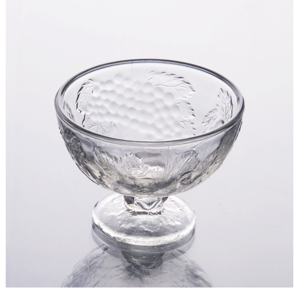 透明圆形有螺旋纹玻璃冰激淋杯/点心杯