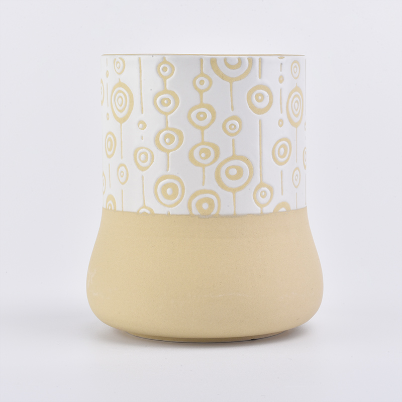 Unique ceramic candle jar round base