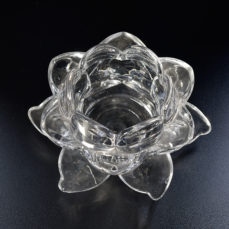 独特的水晶透明莲花玻璃烛台批发