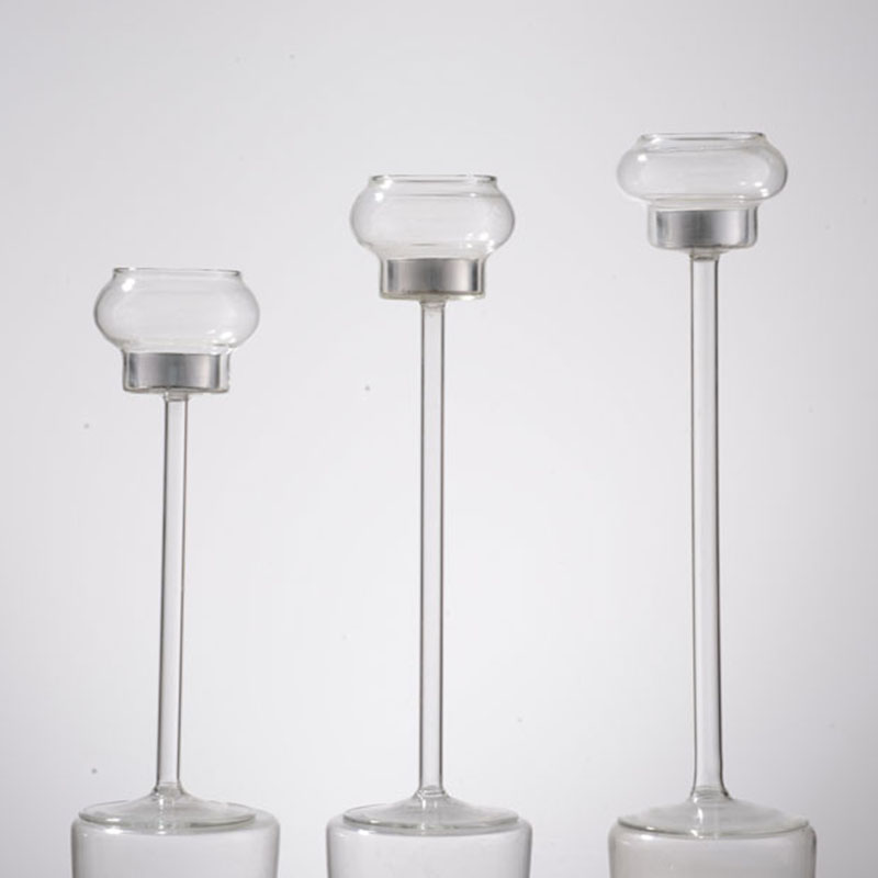 Sostenedores de vela de tealight de vidrio de tallo largo de diseño único