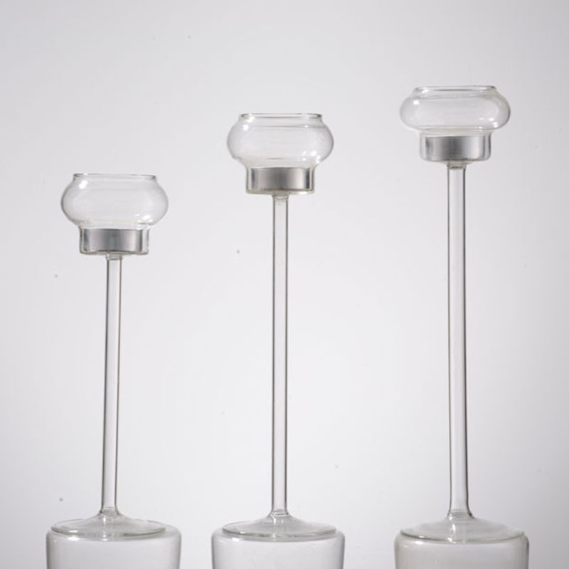 Unique design long-stem glass tealight candle holders