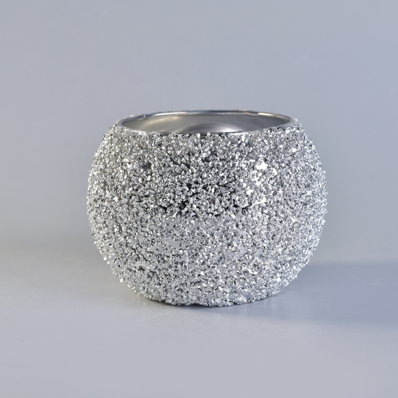 Einzigartiges Design silberne Kugelform Glaskerzengefäße