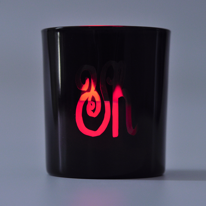 Tarro de cristal velas de lujo decorativo color negro laser logo
