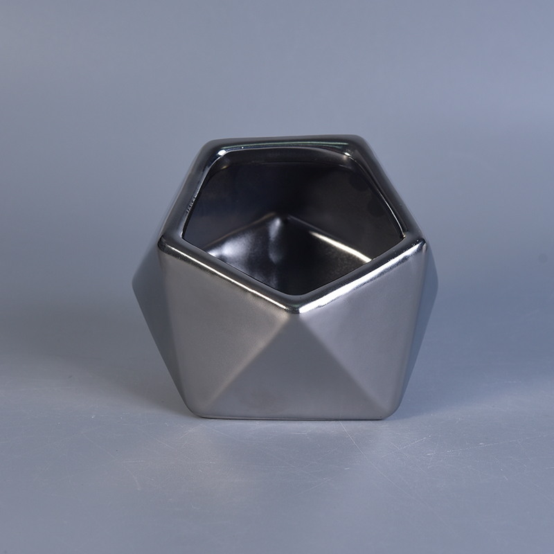 Jarro de cerâmica exclusivo de diamante de prata para vela perfumada