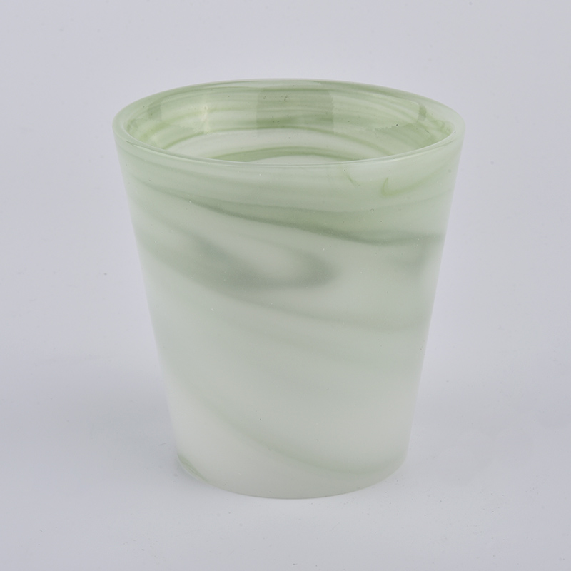 V shape mint green glass candle jar 7oz