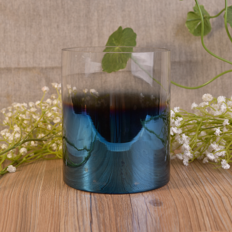 Vertical Glass Candle jar mit allmählich vielfältigen galvanische Dekoration