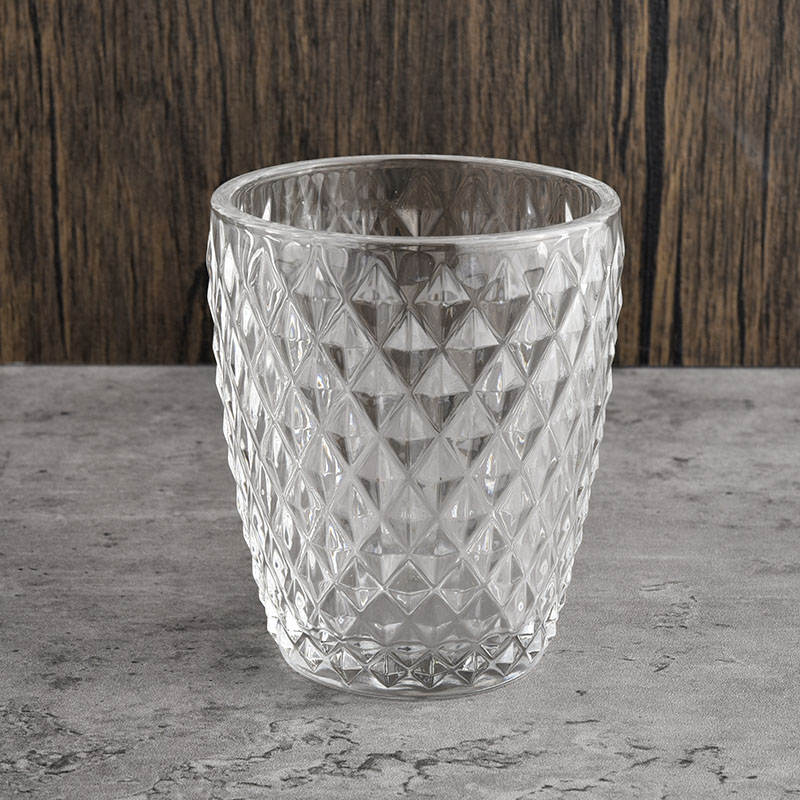 Wholesale 10oz clear glass candle vessel with custom pattern
