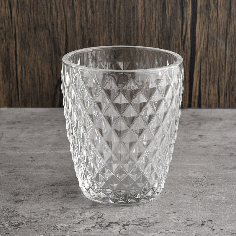 Vessel de bougie en verre transparent en gros 10 oz avec motif personnalisé