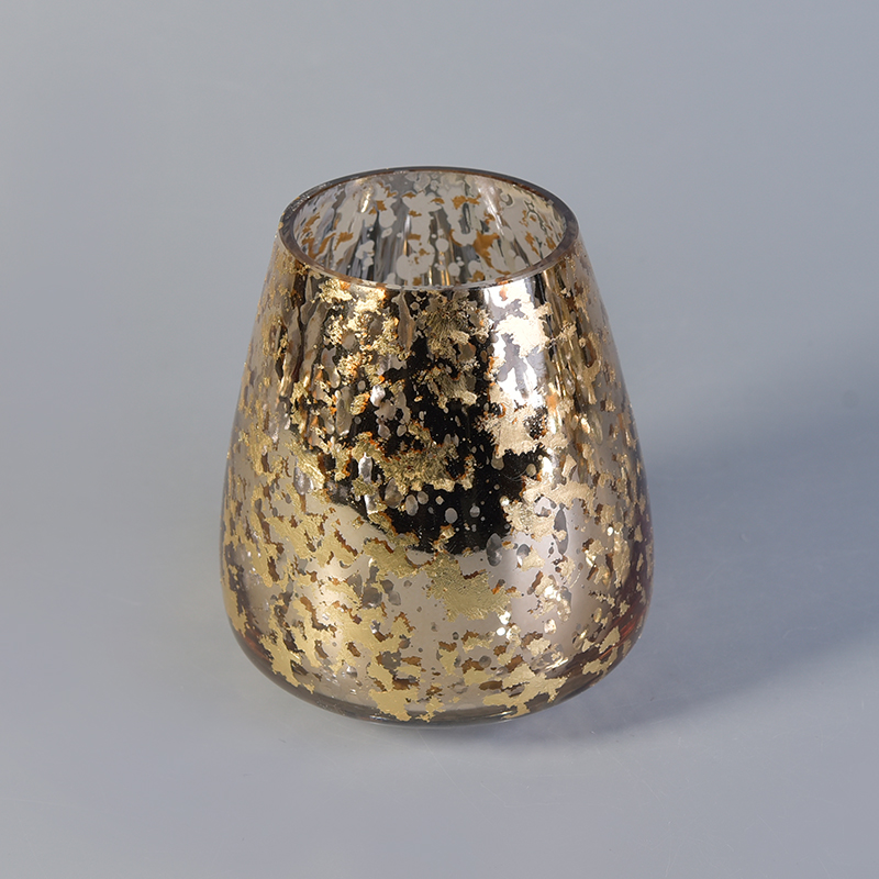 Bougeoirs en verre votive avec impression feuille d'or