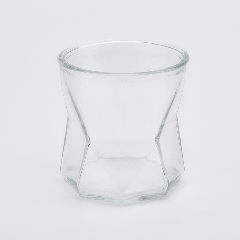 细腰玻璃烛台晶莹剔透的玻璃烛罐家居装饰