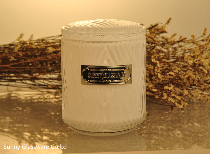 White Glass Candle Jar Dengan Lids Wholesale