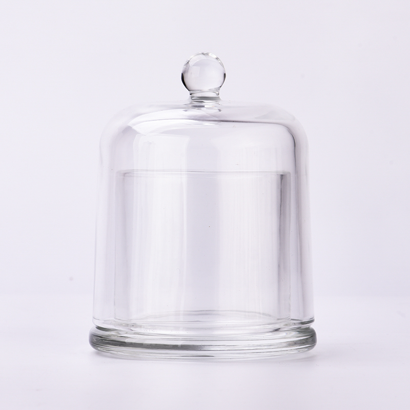 Porta de vela de vidro de 6 onças com cobertura de vidro para fabricação de velas