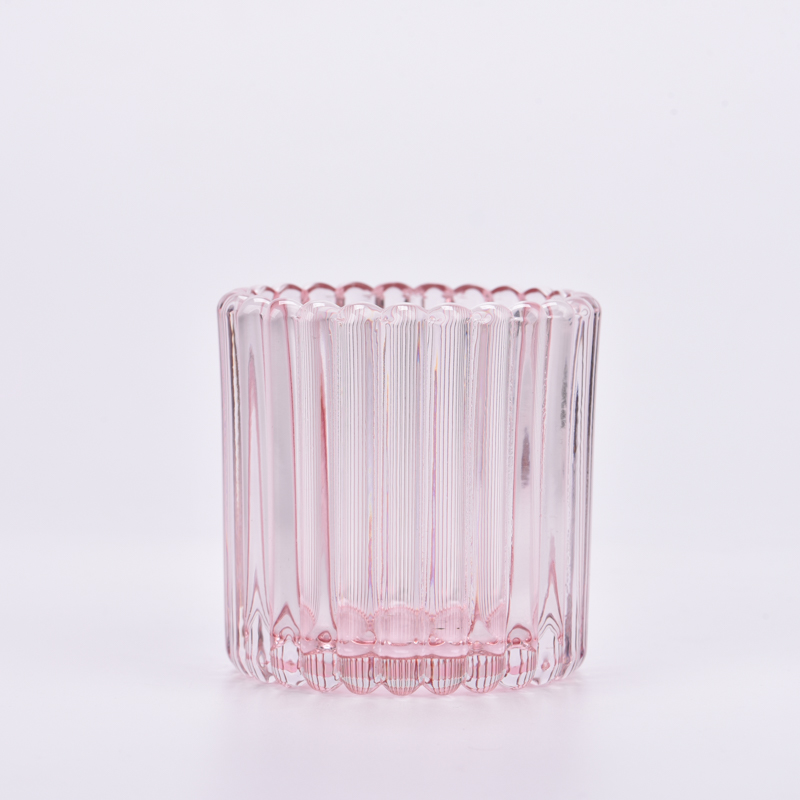 Wholesale 8oz 10oz Home Decoration Small Vertical Stripe Glass Candle Jar for Candles