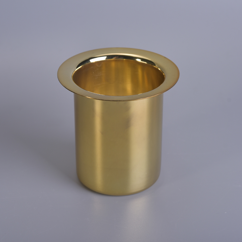 Wholesale Vessels hiasan rumah Metal Untuk Pemegang Gold Plating Stainless Steel Lilin Jars