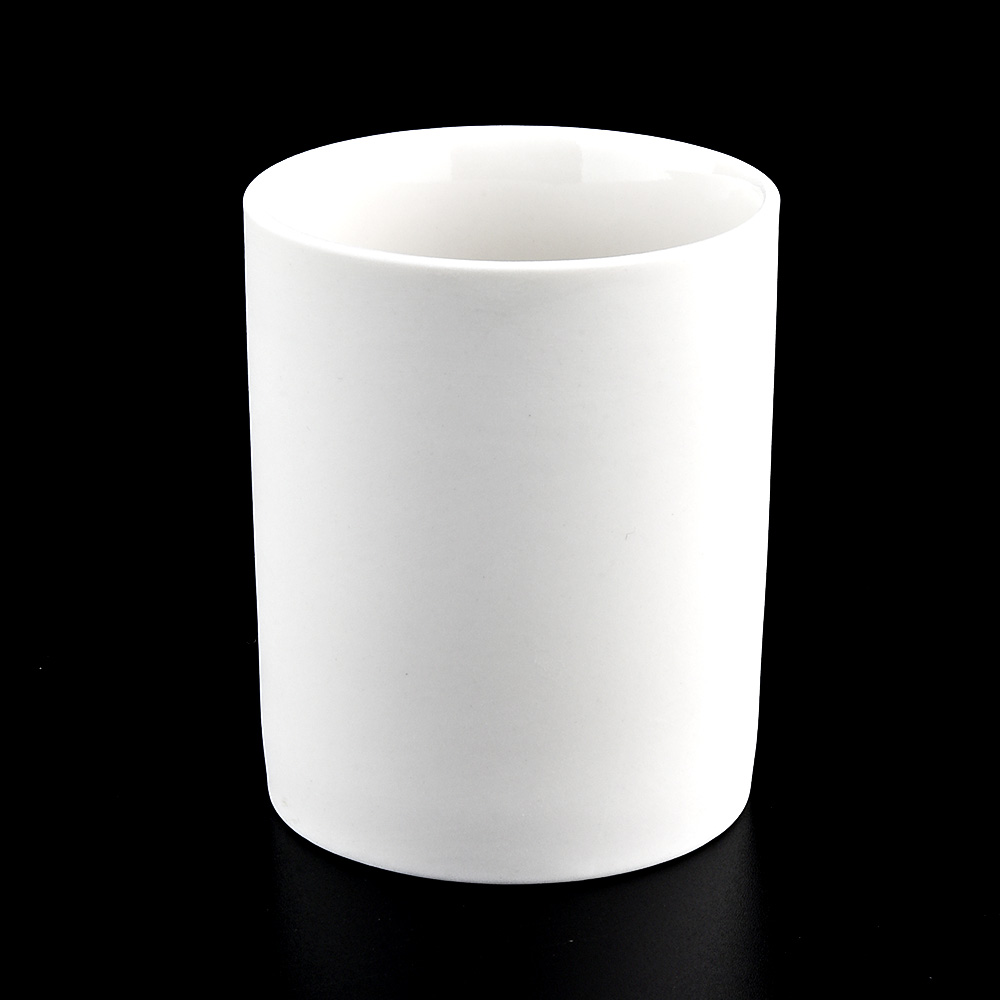 批发哑光白色陶瓷蜡烛罐