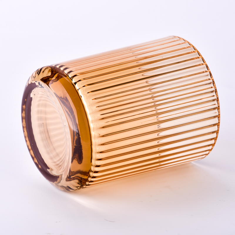 Großhandel vertikaler Streifen Design Duftglas für Kerzenglasbehälter für Soja -Wachs