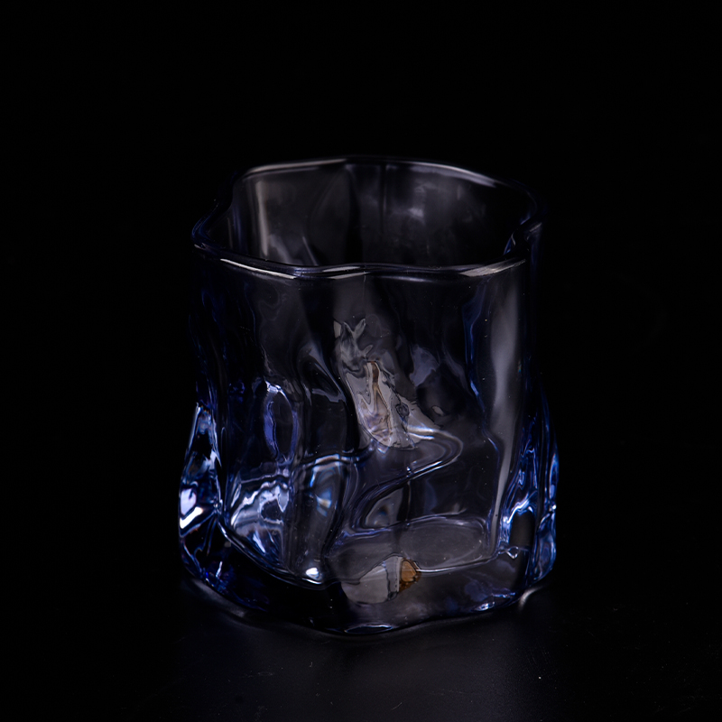 批发蓝色透明玻璃蜡烛罐香味大豆蜡烛