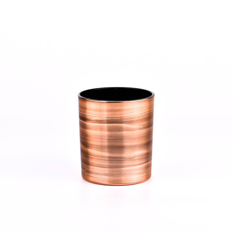 Metal artesanal personalizado por atacado dentro de preto com ouro rosa de vidro de vidro externo Jar