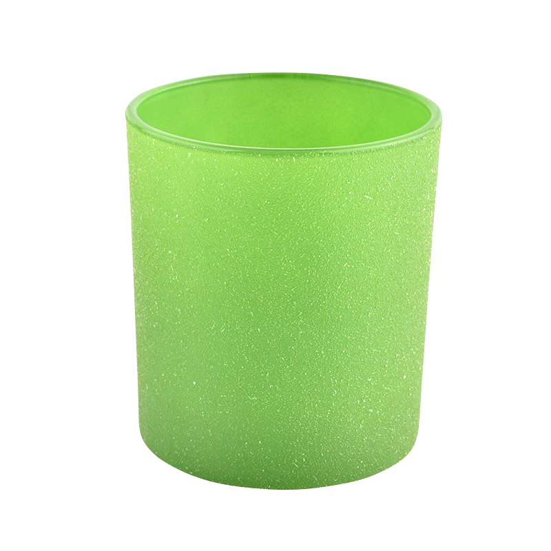 批发霜绿许愿玻璃蜡烛容器