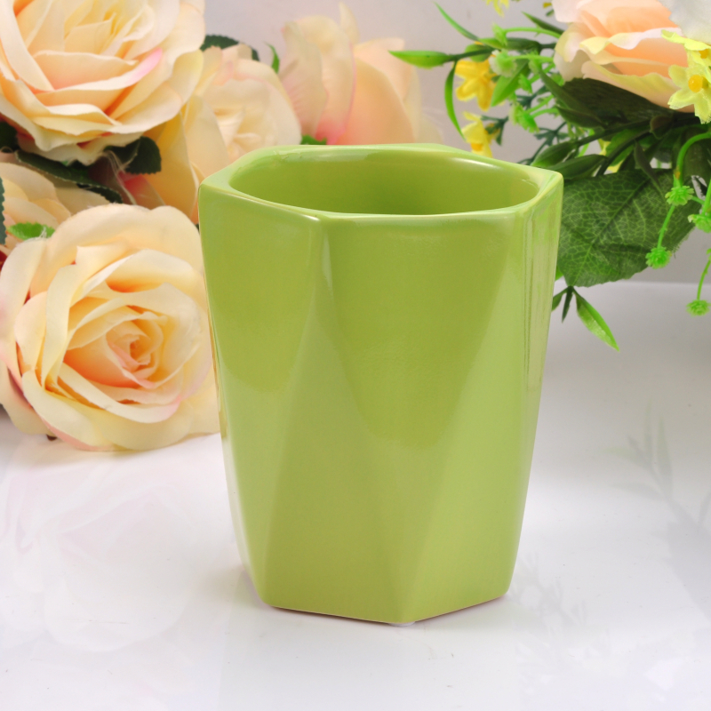 vetri all'ingrosso di colore verde portacandele in ceramica